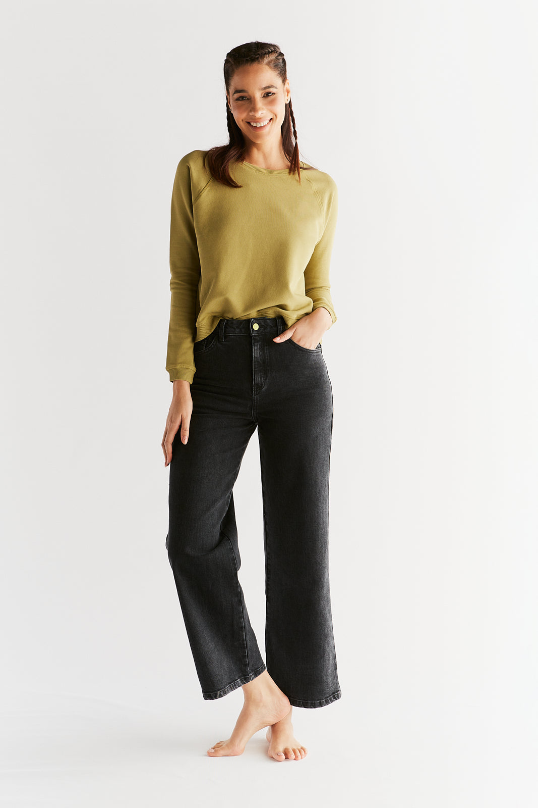 WE1010-145 | Damen Wide Leg Jeans - Carbon Gray